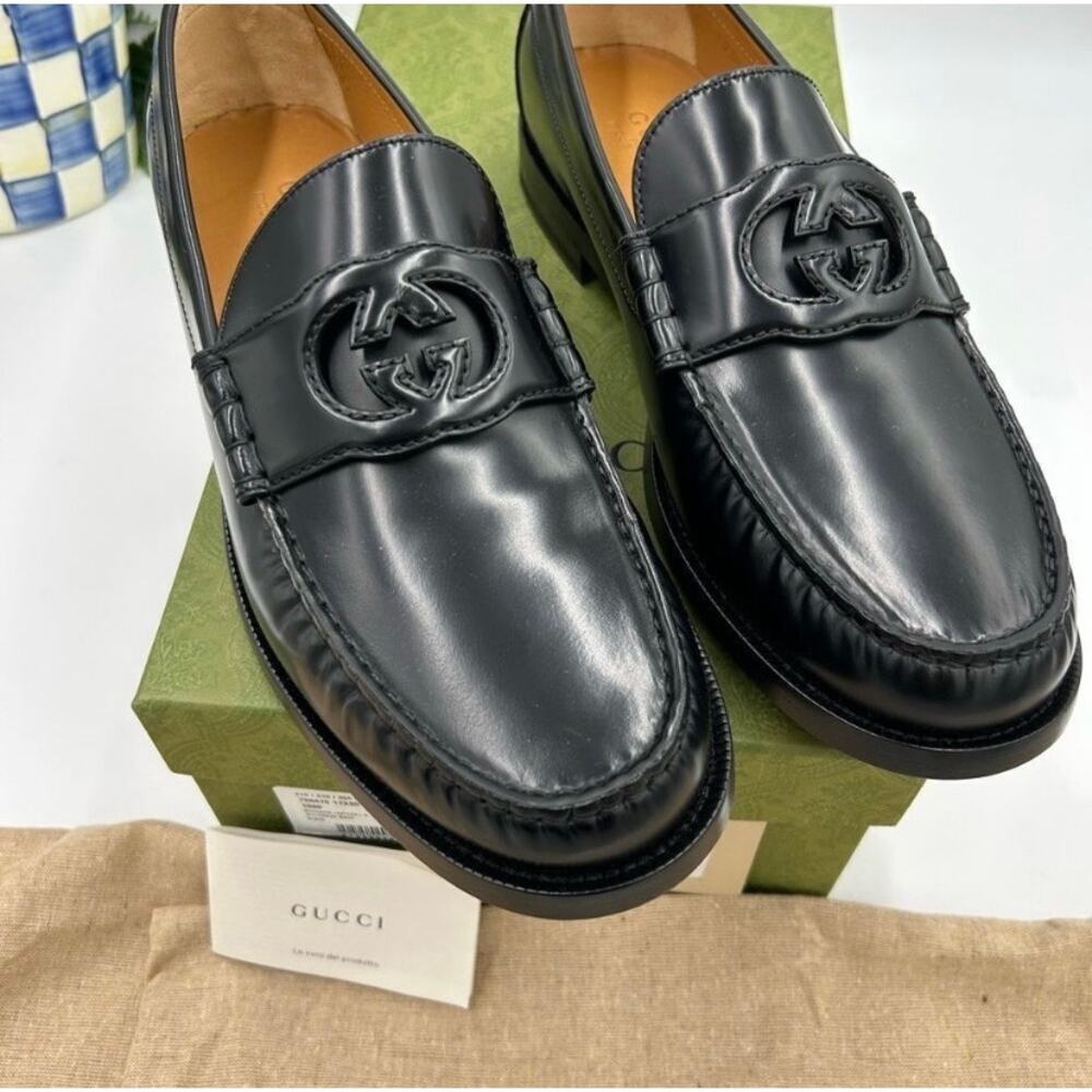 Men’s Gucci interlocking GG Leather loafers size 11 made in Italy - Picture 2 of 15